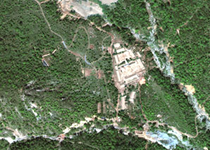 Space radars show mountain moved by nuclear tests