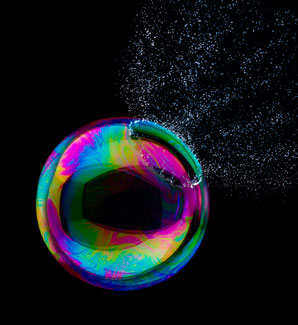 Bubbles burst into life from levitating liquid