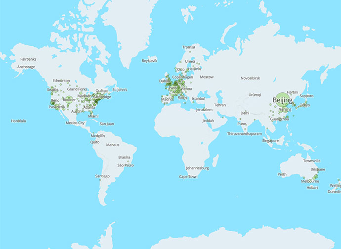 Top 500 cities in Earth and Environmental Sciences from 2015 to 2017